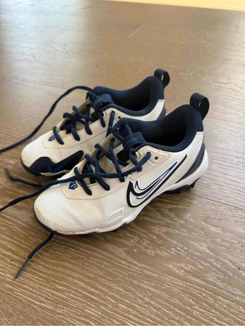 Nike Youth Force Trout 9 Keystone Baseball Cleats White & Navy Size 13c